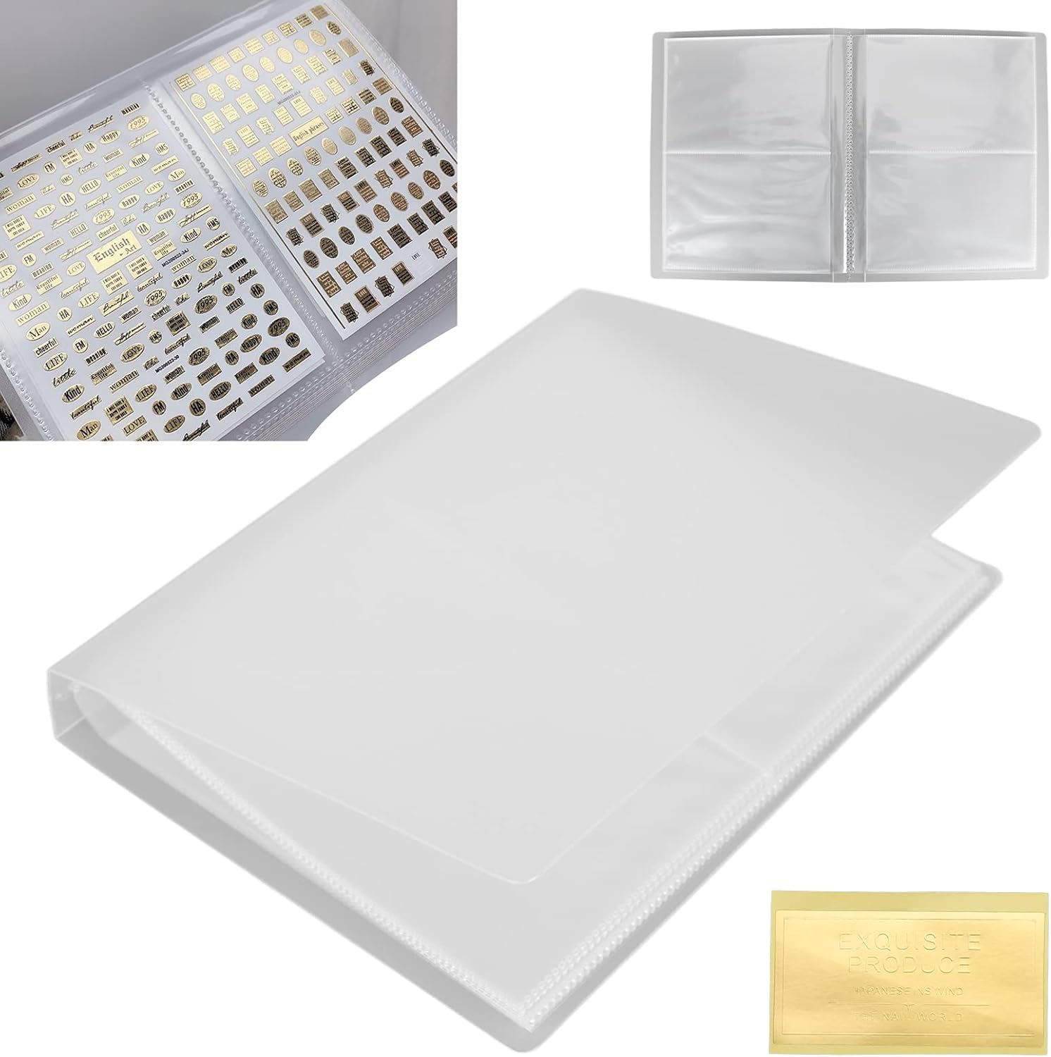 Sticker Storage Book, Safe Environmentally Friendly Nail Sticker Storage Book Large Capacity with Label Sticker for Nail Decals Organizing for Photos Organizing image number 6