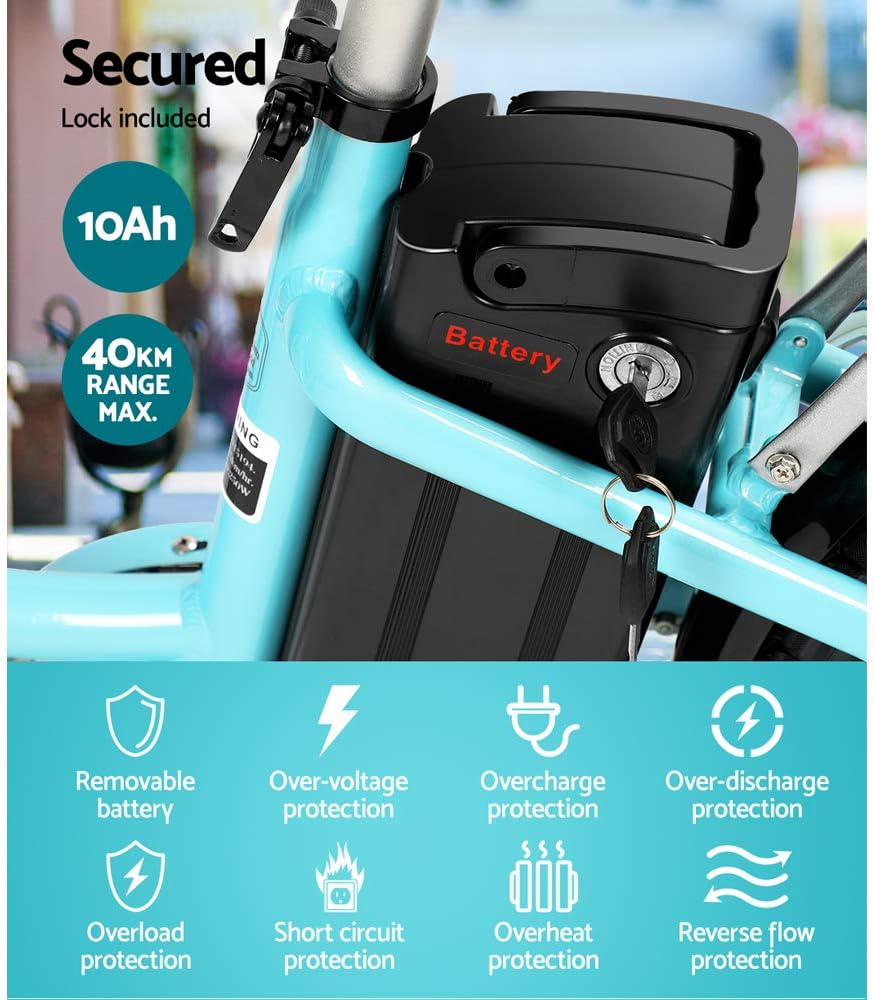 Phoenix Electric Bike, 26 Inch Ebike Mountain Road Electronic Bikes Electricbike Outdoor Adult Cycling Equipment, 6 Speed Powerful Brushless Motor Led Headlight Green Blue image number 5