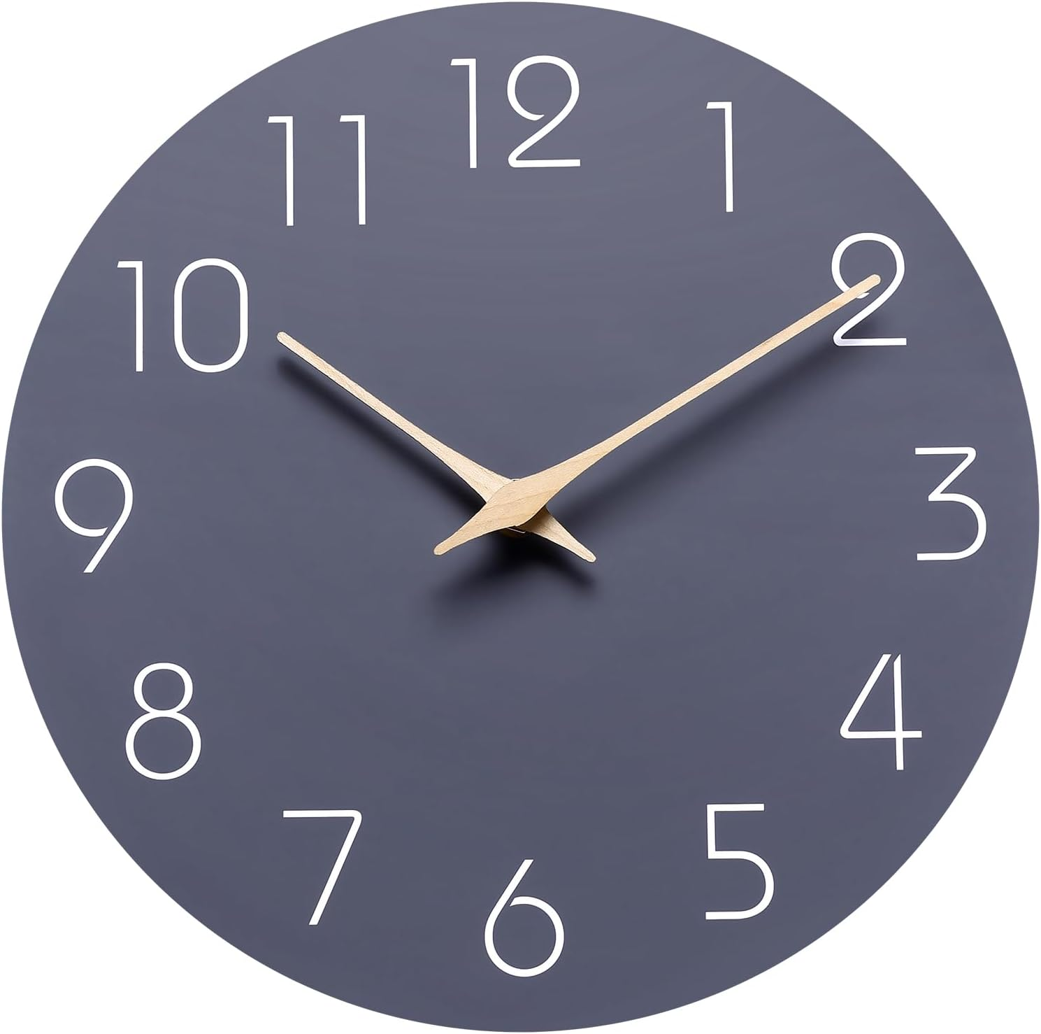 Wall Clock 10 Inch Grey Silent Non Ticking Wall Clocks Battery Operated - Simple Minimalist Wooden Clock Decorative for Kitchen,Home,Bedroom,Living Room, Office image number 2