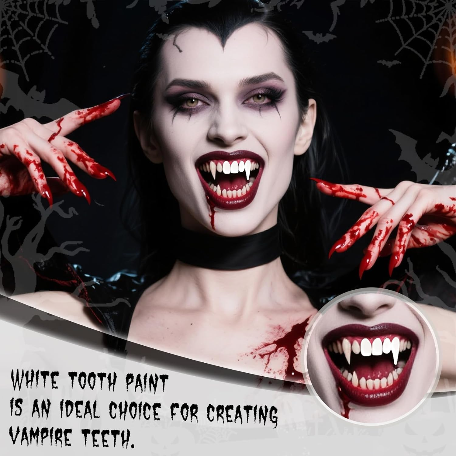 YBUETE Professional Halloween White Tooth Paint,Instant Bright White Vampire Tooth, Safe Long Lasting SFX Teeth Paint, Perfect for Cosplay, Halloween Makeup, Theater, and Special Effects image number 1
