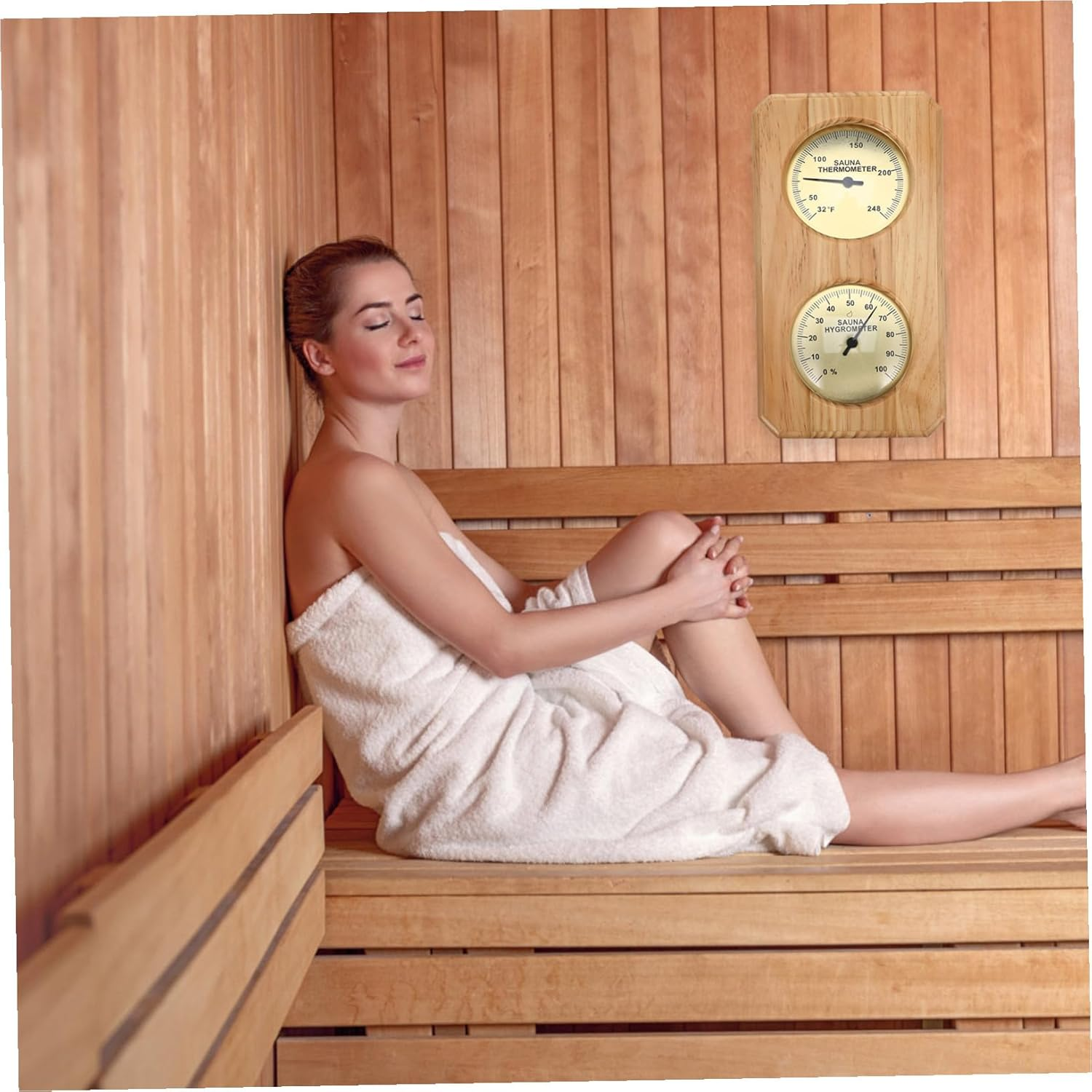 MERRYHAPY Sauna Hygrothermograph Indoor Thermometer Humidity Dual Scale Wall-Mounted Temperature Humidity Gauge for Home Steam Rooms Accurate and Measuring Tool image number 3