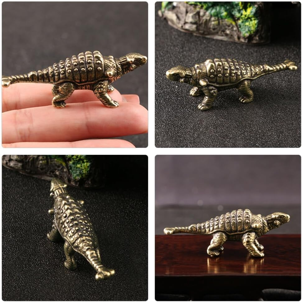Angoily Brass Dinosaur Ornament Decor Brass Figurine Brass Dinosaur Statue Brass Ornaments Brass Dinosaur Figure Brass Paperweight Chinese Ornaments Antique Copper Ornaments image number 2