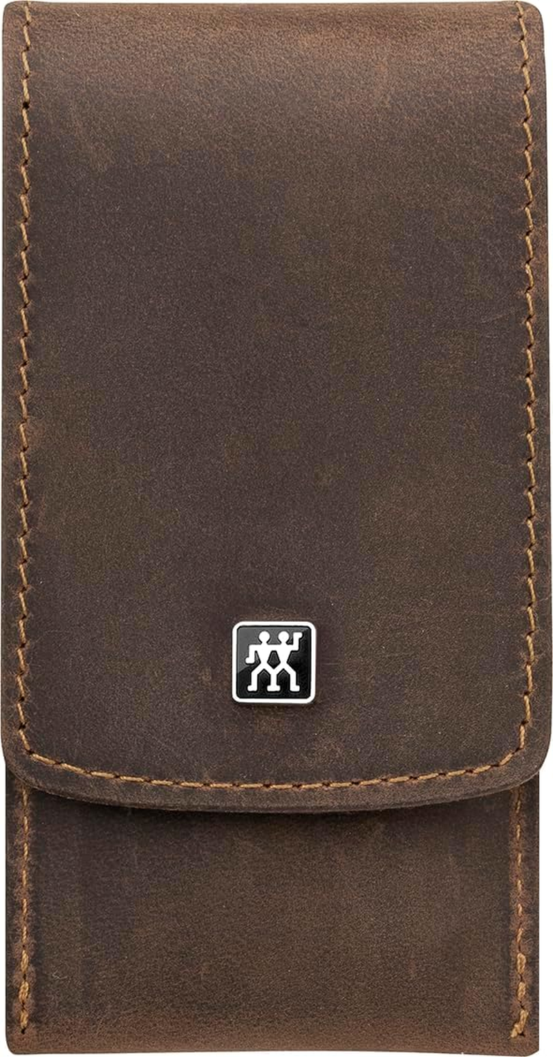 ZWILLING Manicure Set (3 Pieces) Nail Care and Pedicure Set Genuine Leather Case Precise with Combination Nail Scissors, Premium, Brown