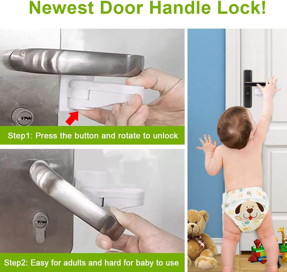 Door Lever Lock Child Proof - Baby Proofing Door Handle Lock -Toddler Safety Doorknob Latch for Toilet Facuet Handle - No Drilling Install - Easiest Use （4 Pack） image number 4