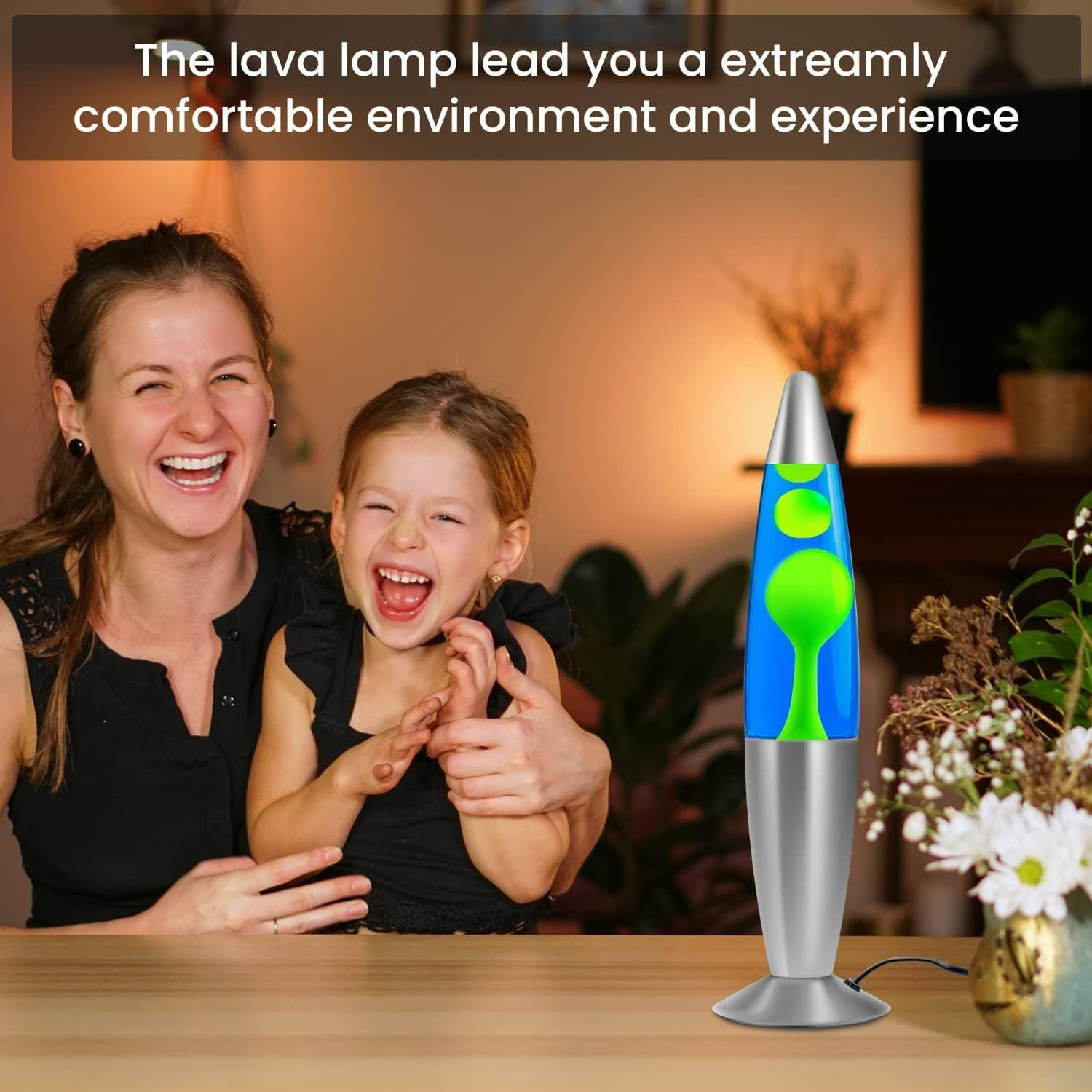 Bonlux Lavalamps, Classic Lavalamps for Adults and Kids-Smoothing Motion Lavalights for Relaxation,Aluminium Base,13.5Inch,With 2-Pack R39 25W E14 Lavalight Bulb,Blue Liquid/Green Wax image number 3