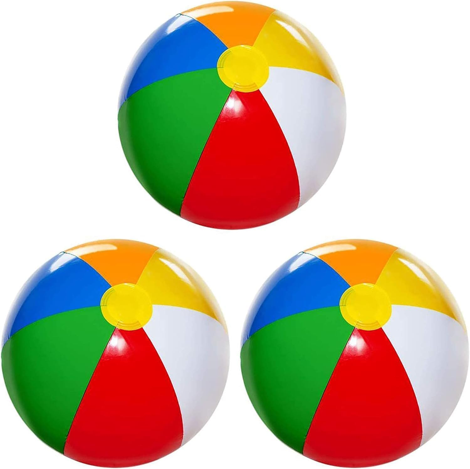 4E'S Novelty Beach Balls [3 Pack] 20" Inflatable Beach Balls for Kids - Pool Games Toys for Kids & Toddlers, Classic Rainbow Color image number 4
