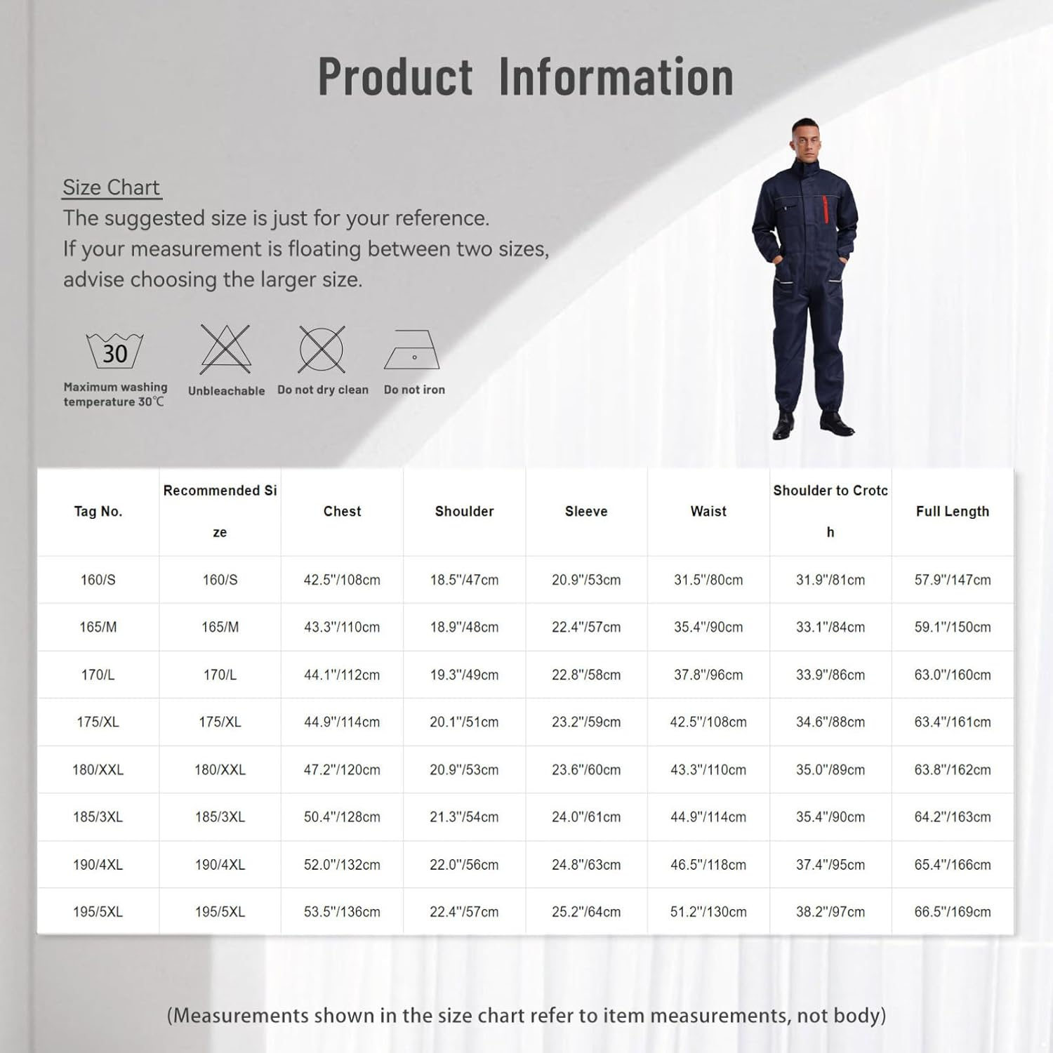 Aislor Mens Work Overalls Long Sleeve Full Body Dustproof Work Mechanics Jumpsuit Coveralls One Piece Workwear image number 4