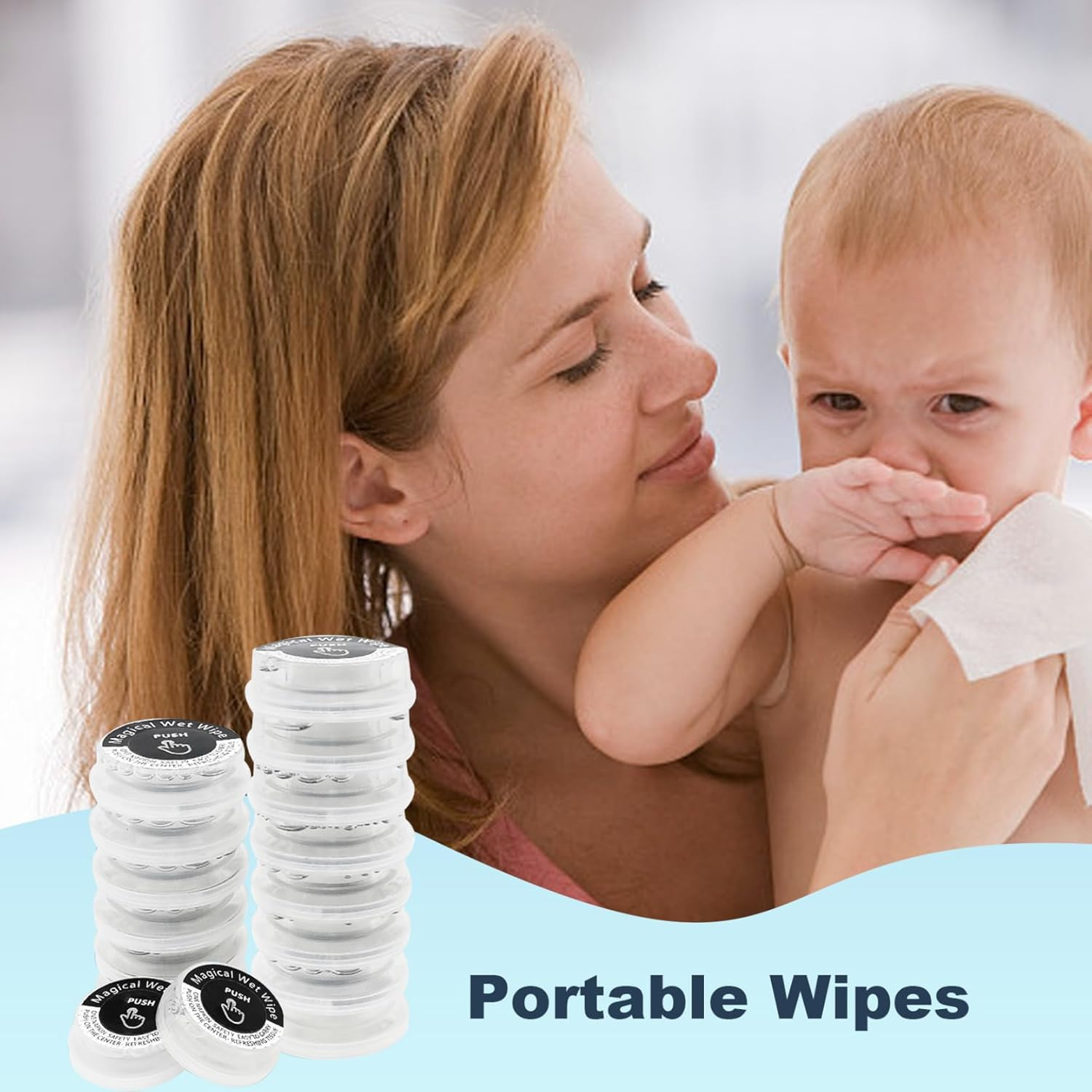 Hand Wipes Travel Size Hand Hand Wipes 50Pcs Personal Cleansing Wipes with Built-In Liquid Magical Wet Wipes for Baby Adults Hand Wipes Pocket Size image number 1