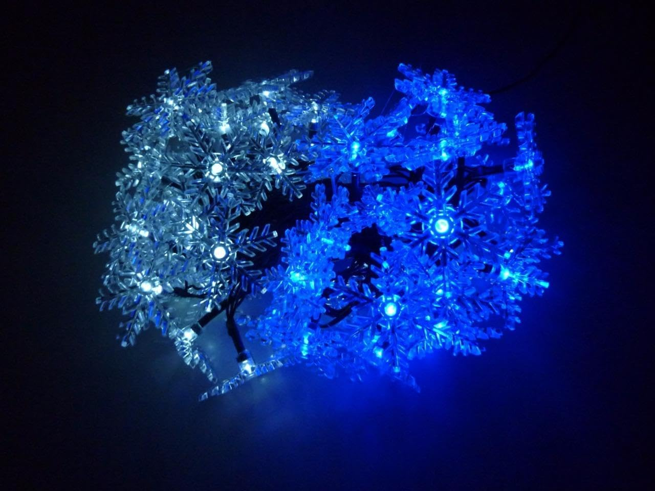 50 LED White&Blue Snwoflakes Solar Christmas Party Garden Lights