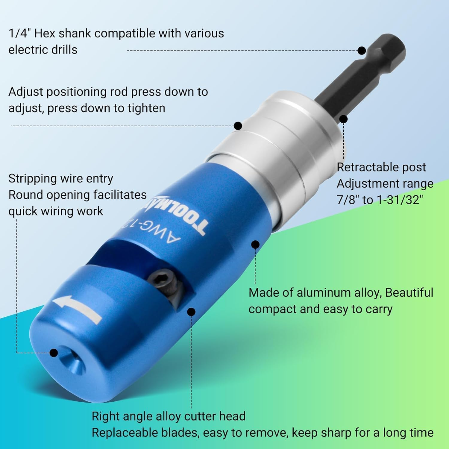 2 Pcs Wire Stripper and Twister for AWG,14-12-10 Gauge Electric Wire Stripper Wire Twister Tool for Drill Set 4In1 Professional Electrician Wire Twister Stripping and Twisting Tool(4Pcsawg)