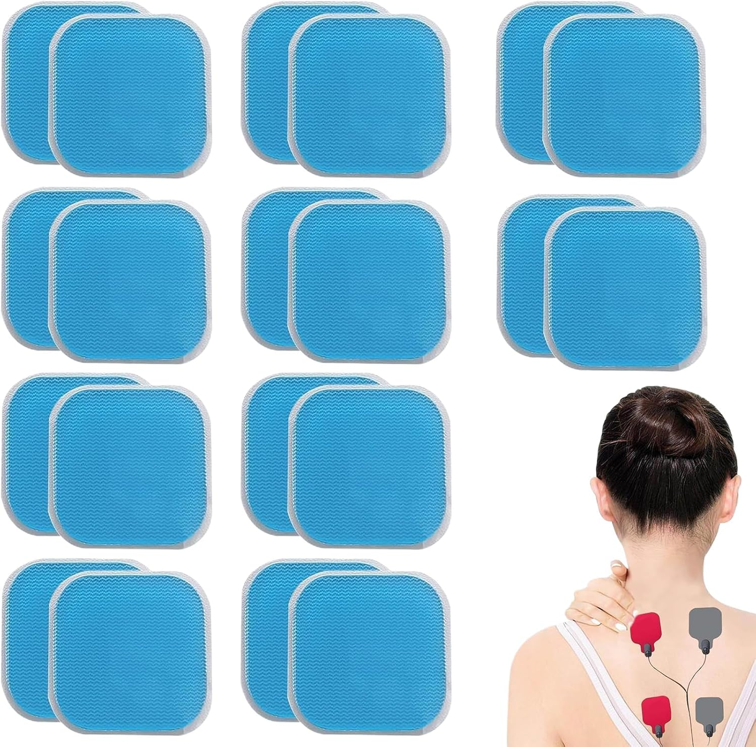 Pack of 20 Replacement Gel Pads, 45 X 45 Mm Electrode Pads for Abdominal Trainer, Applicable to Beurer-Em 59 Gel Pads Replacement Sets, Replacement Gel Pad Compatible with EM 59 Heat Digital TENS image number 3