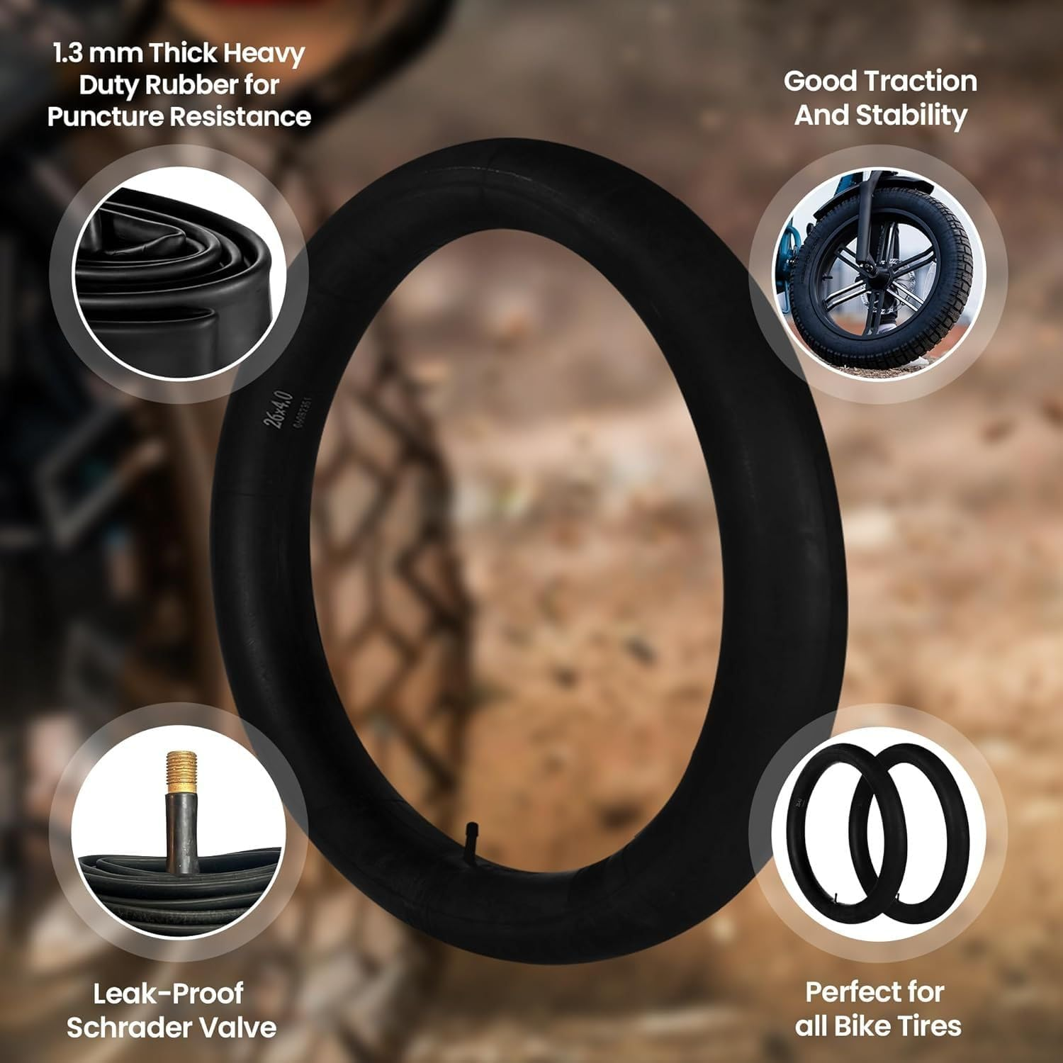 Heavy Duty Bike Tube for Ebike Tires - Puncture Resistant Inner Tube for 20X4 Bike Tire, Fat Tire Tube, MTB, 20 Inch X 4.0 Inch Bike Tubes