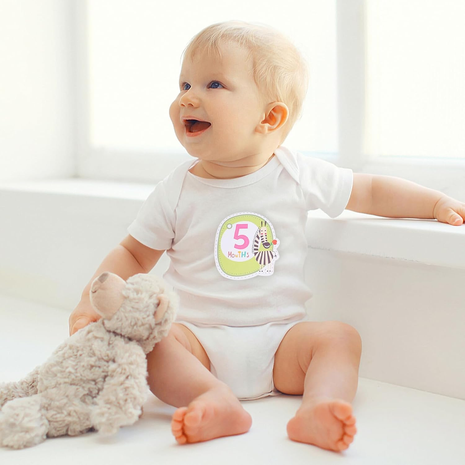 12Pcs Monthly Milestone Stickers Newborn Photo Props Month Label Paper for Newborn Supplies and Pregnancy Photography image number 2