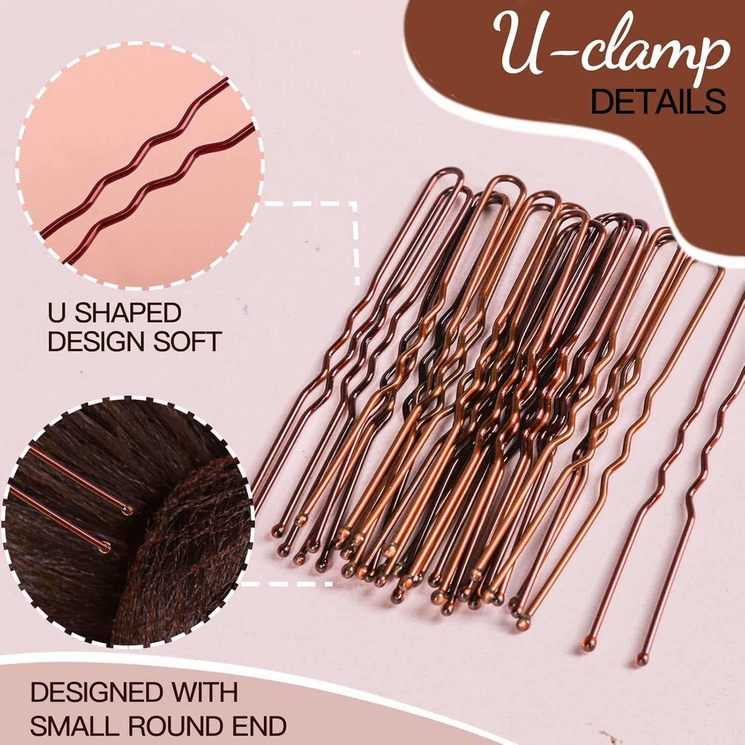 BEANPRECOY 50Pcs Hair Nets Invisible Elastic Edge Mesh & 40Pcs U Shaped Hair Pins Set Hairnets U Shaped Pins for Women and Girls Ballet Bun Hair Net Hair Bun Pins for Dance Maker Food Service Workers image number 5