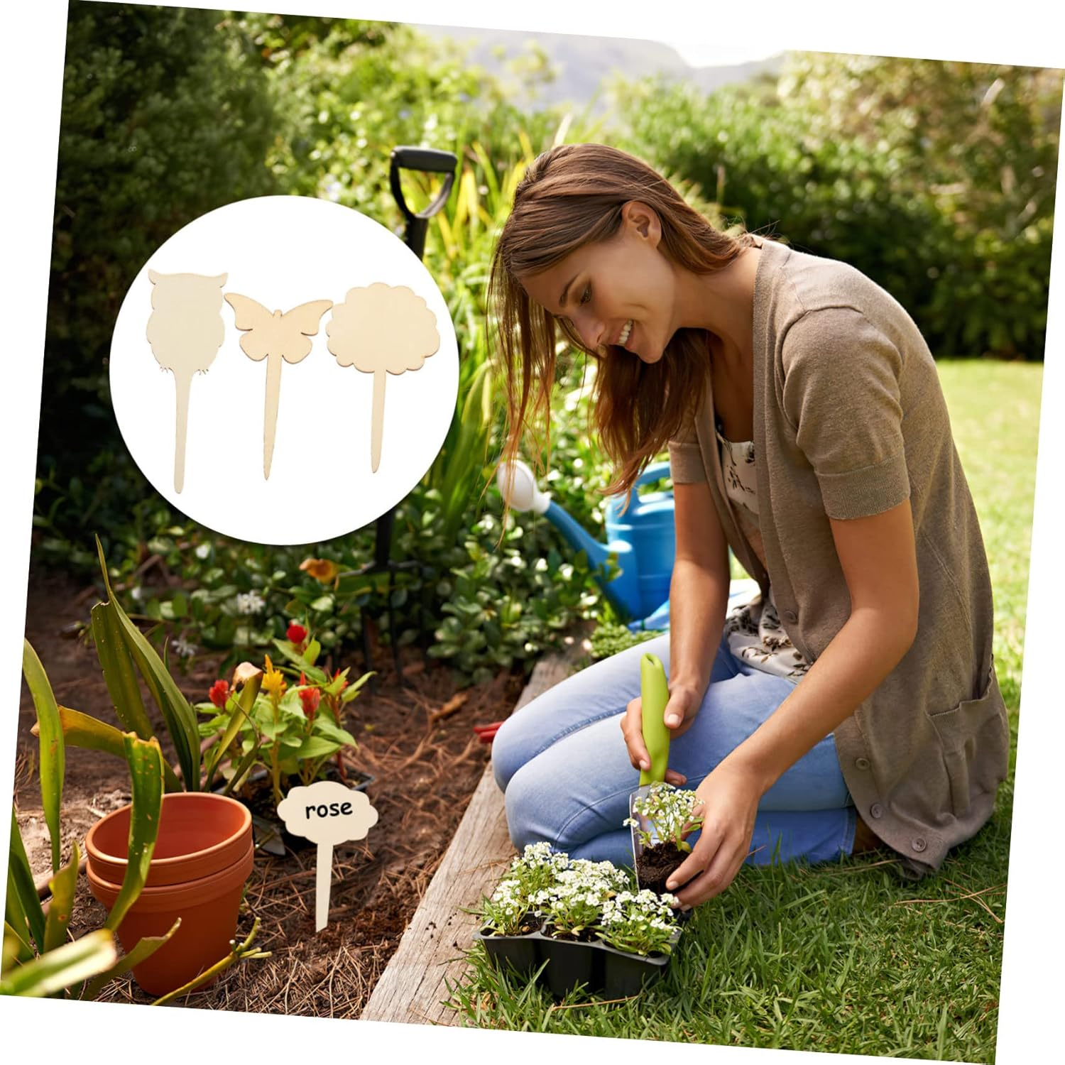 Kisangel 60Pcs Wooden Plant Labels for Flower Identification Reusable Gardening Markers for Potted Plants Garden Stake Tags for Planting image number 6