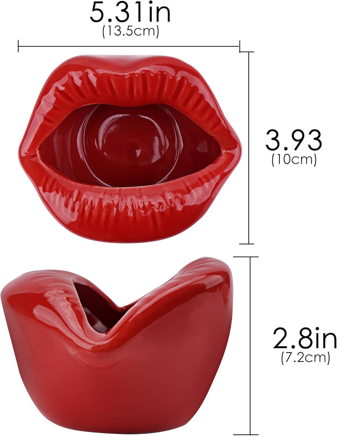 Biiange Ceramic Red Lips Lipstick Ring Holder, Lip Ceramic Holder, Suitable for Storing Cosmetics, Hair Clips, Jewelry as Gifts for Women, Birthdays, and Valentine'S Day (Red)