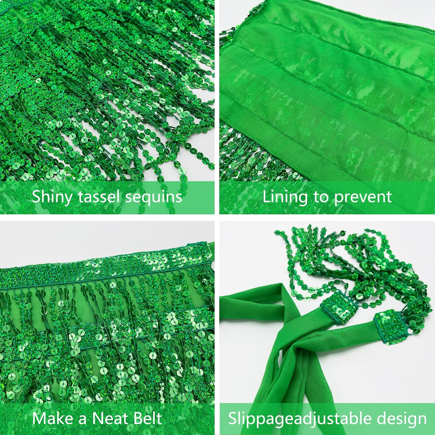 Women'S Classic Sequin Tassel Skirts Adjustable Rave Fringe Hip Scarf Sparkle Ballet Belly Dance Party Mini Tutu Petticoat Skirt for Festival Cosplay Costume image number 3