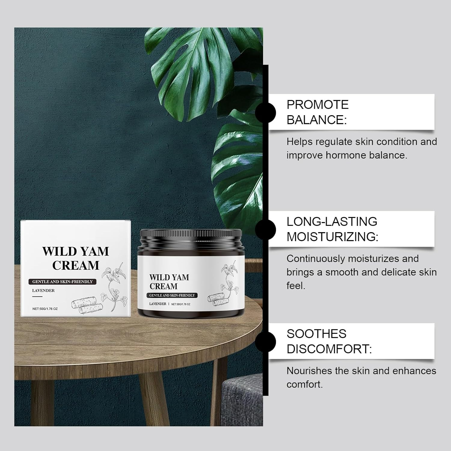 Wild Yam Cream for Hormonal Balance, Wild Yam Cream for Women for All Skin Types, Enriched Plant Extract Lotion, Face Nourishing Butter, Plant Extract Butter, Women Nourishing Emollient Balm (1PCS)