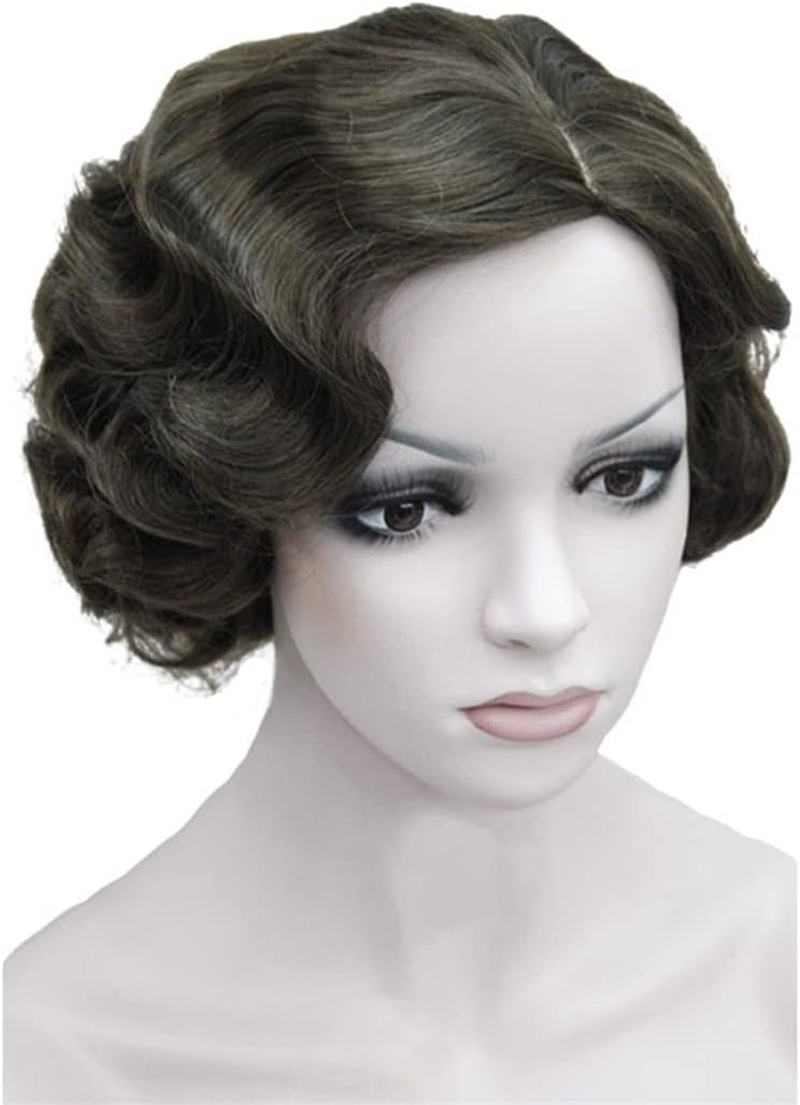 Flapper Hairstyles for Women Finger Wave Wigs Retro Style Short Synthetic Wig #613 8Inches image number 2