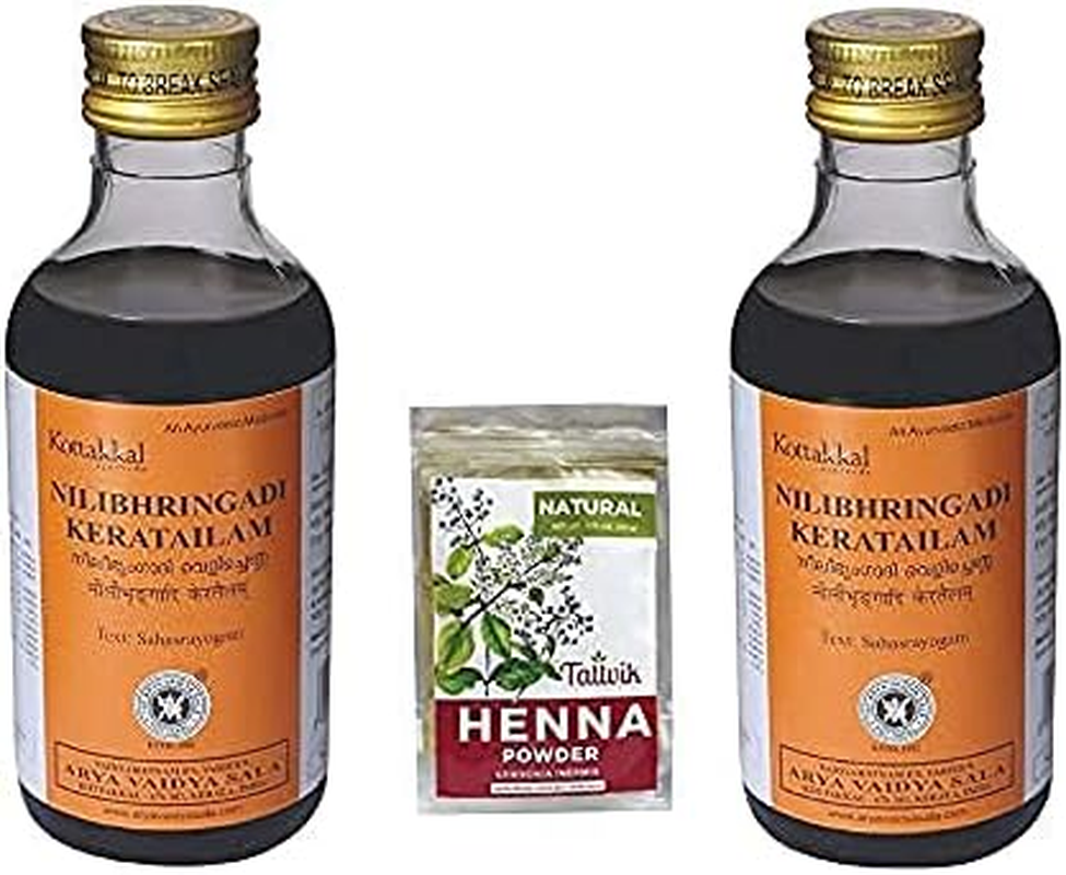 ( Pack of 3 ) Nililibhringadi Keratailam -200Mlx2 from Kottakkal Arya Vaidya Sala + 50 Gram Natural Henna Free image number 2