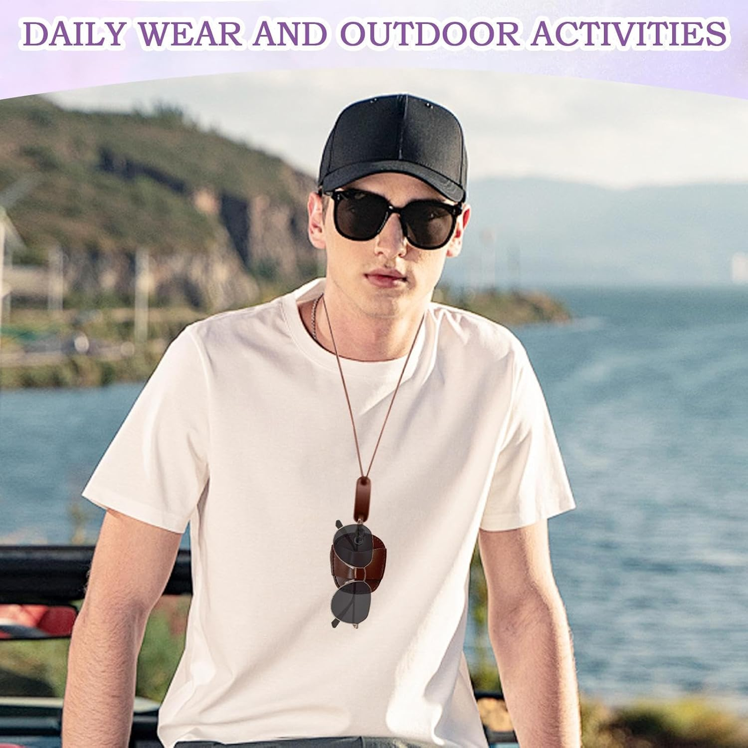 Stibtmr Glasses Clip Thin Glasses Strap Glasses Strap Stylish Glasses Lanyard Lightweight Glasses Lice Soft Portable Sunglasses for Men Women - Black image number 6