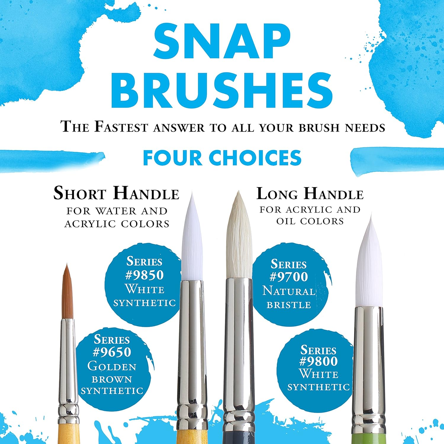 Princeton Snap Synthetic Bristles Gold Short Handle Snap Paint Brush Set #2 (Set of 3)