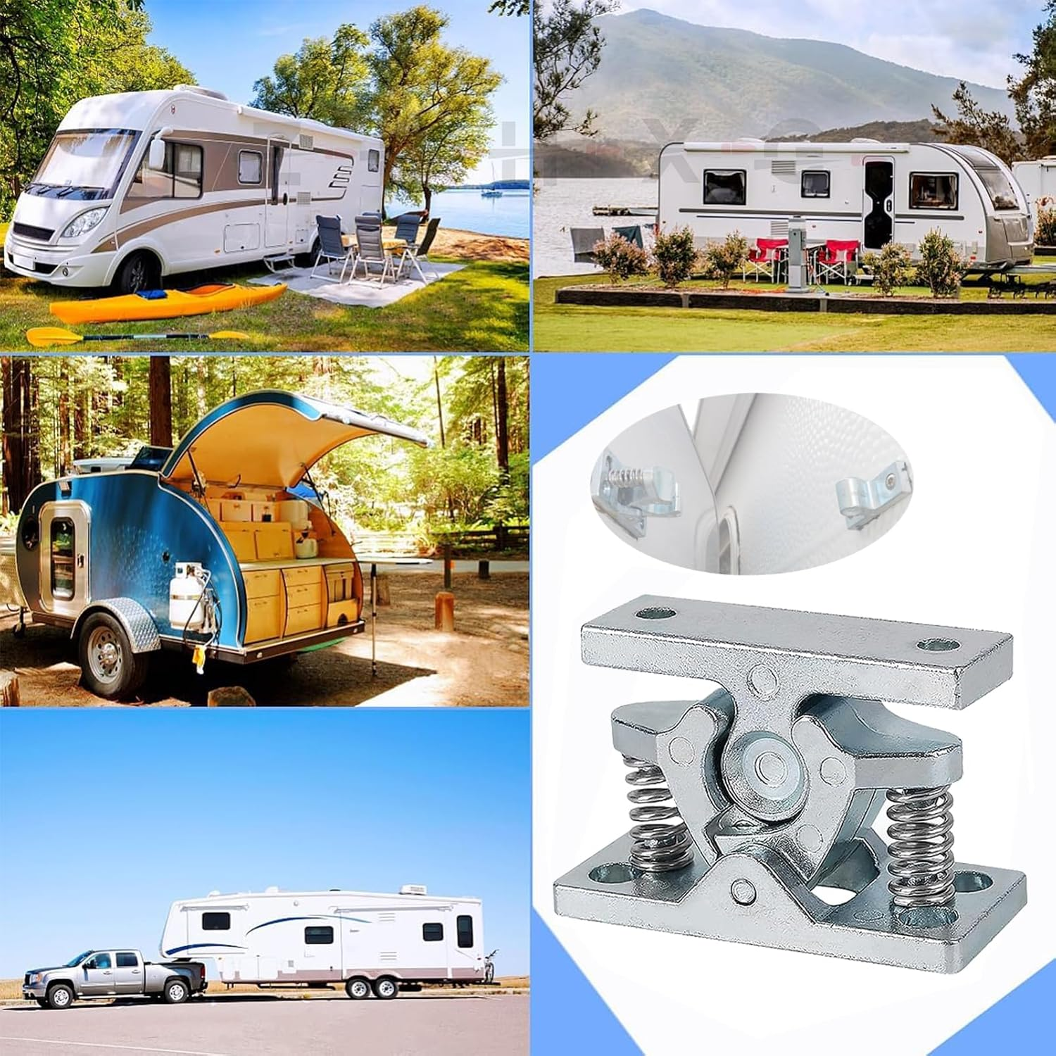 RV Double Roller Catch Trailer Door Latch, Cabinet Latches Double Roller Buckle, Zinc Alloy for Garden Bedroom Living Room Boat Door Garage (4 Pcs) image number 5