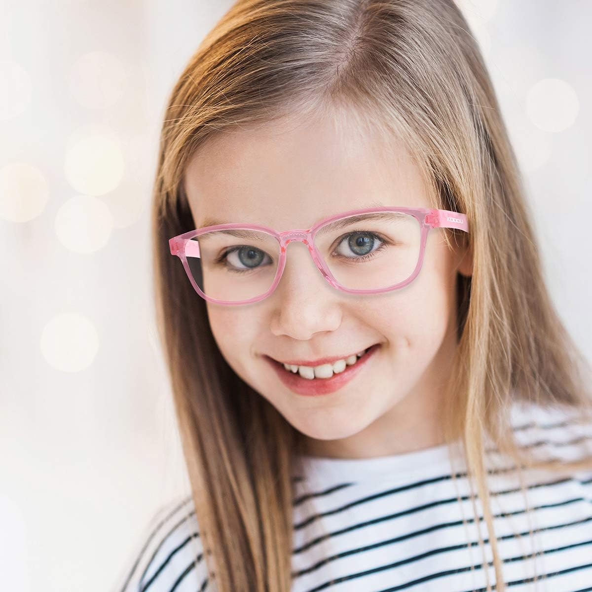 2 Pack Blue Light Blocking Glasses for Kids Ages 3-10, Computer Video Gaming Bluelight Blocker Glasses for Girls & Boys, anti Blue Light & Eyestrain & Headache (Pink+ Purple) image number 3