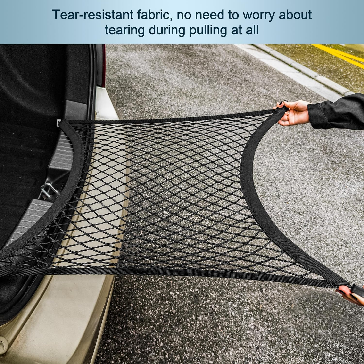 Elastic Cargo Net for SUV, Car Trunk Net Organizer with ABS Hook Storage Mesh Cargo Nets 70 X 50 Cm for Truck Bed Tailgate Netting Accessories image number 4