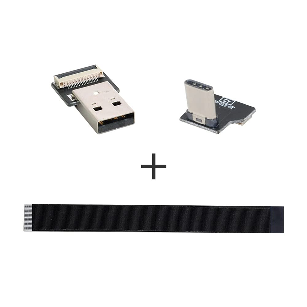 Xiwai 0.5M up down Angled USB 2.0 Type-A Male to USB-C Type-C Male Data Flat Slim FPC Cable for FPV & Disk & Phone image number 4