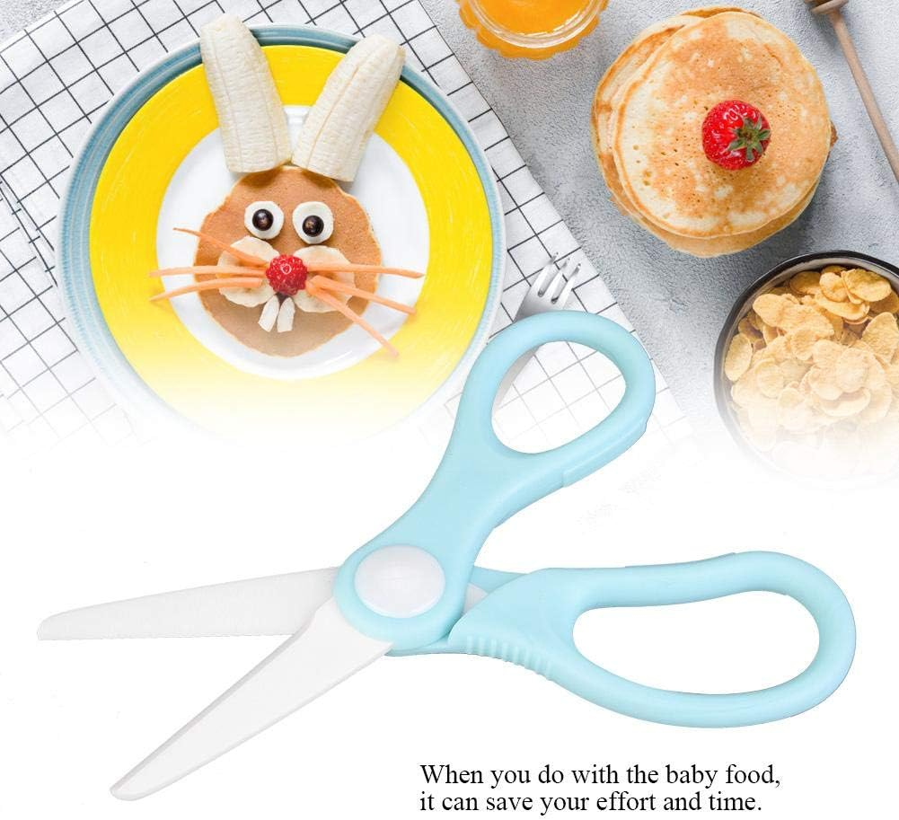 Baby Food Scissors Ceramic with Covers Portable Cutter Anti-Rust Kitchen Shears for Baby Infant Complementary Food(Blue) image number 5