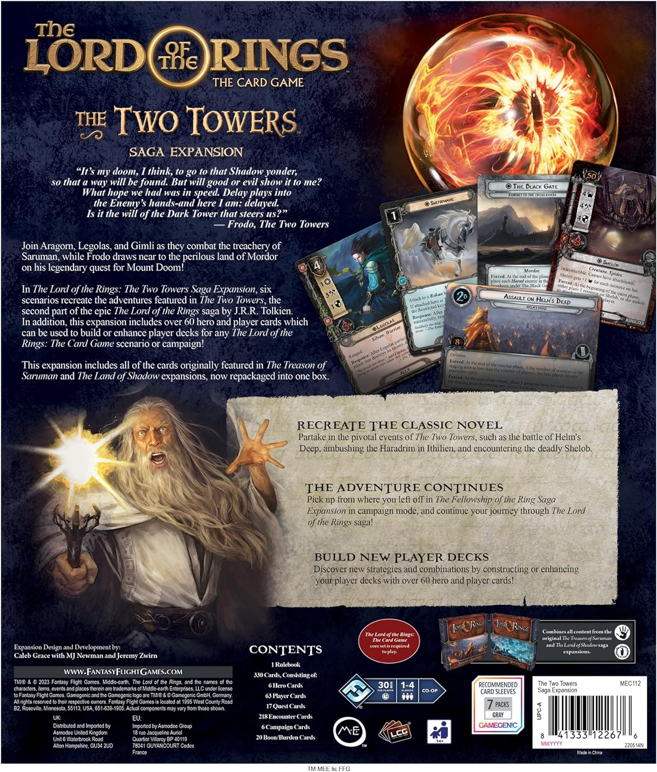 Fantasy Flight Games Asmodee North America Lord of the Rings LCG the Two Towers Saga Card Game image number 2
