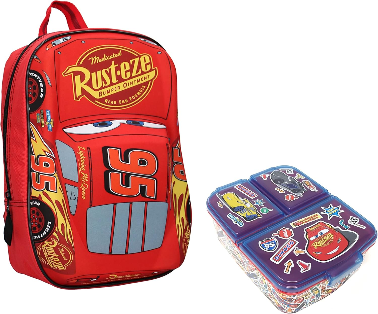 Theonoi Set Cars Lightning Mcqueen 3D Effect Backpack School Backpack School Bag Sports Backpack Nursery Lightweight Toddler Backpack image number 1