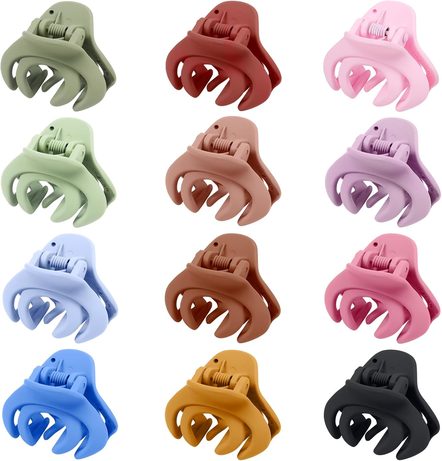 Kavya 12 Pcs Hair Claw Clips Octopus Small Hair Clips Women Non-Slip Plastic Claw Clip Colorful Matte Hair Claw for Women and Girls Thin Hair Accessories image number 4