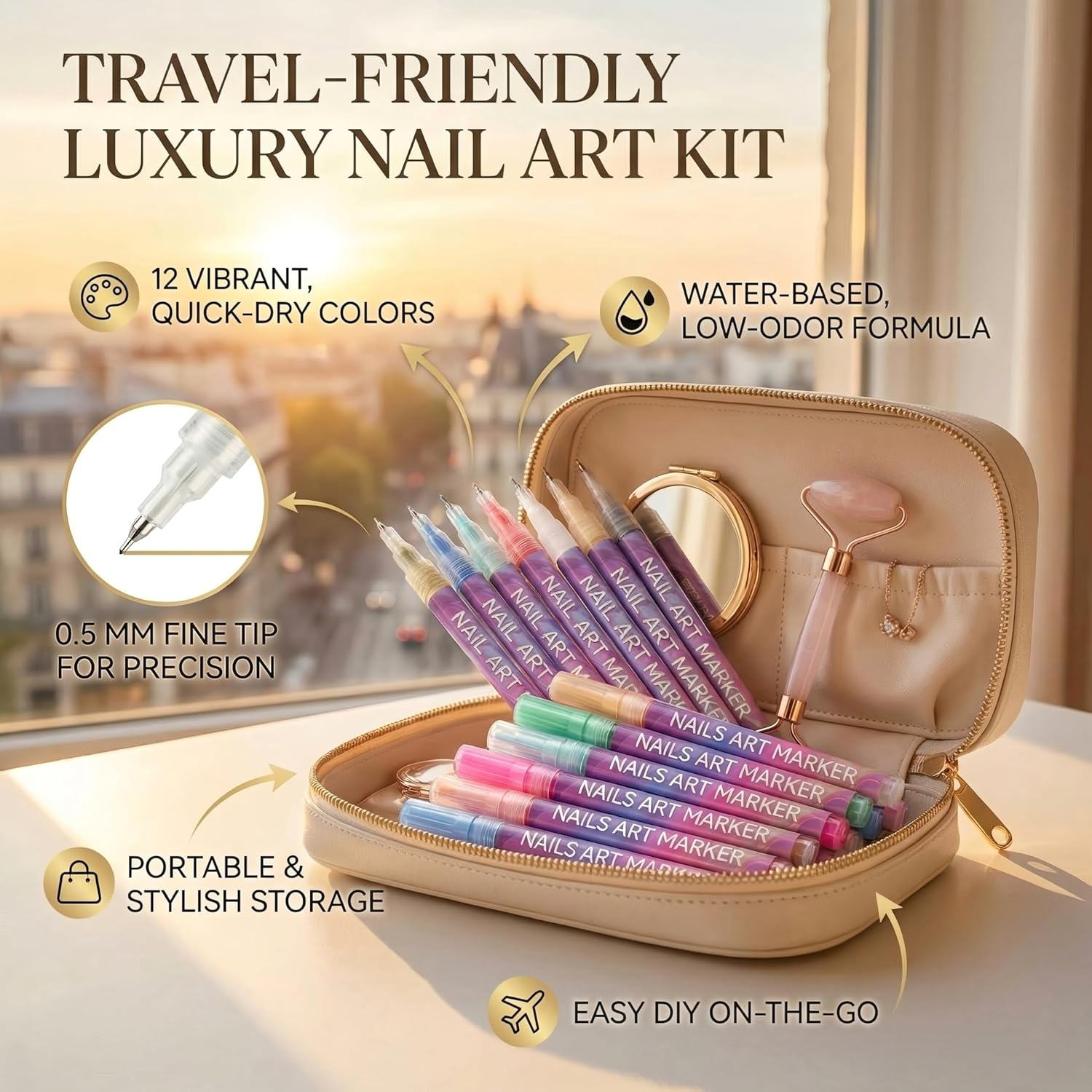 12 Colors Nail Art Pens Set, 3D Quick-Dry 0.5MM Nail Polish Pens, 2025 DIY Nail Art Marker Graffiti Dotting Pen for Nails Art Design Manicure Nail DIY Decoration image number 4