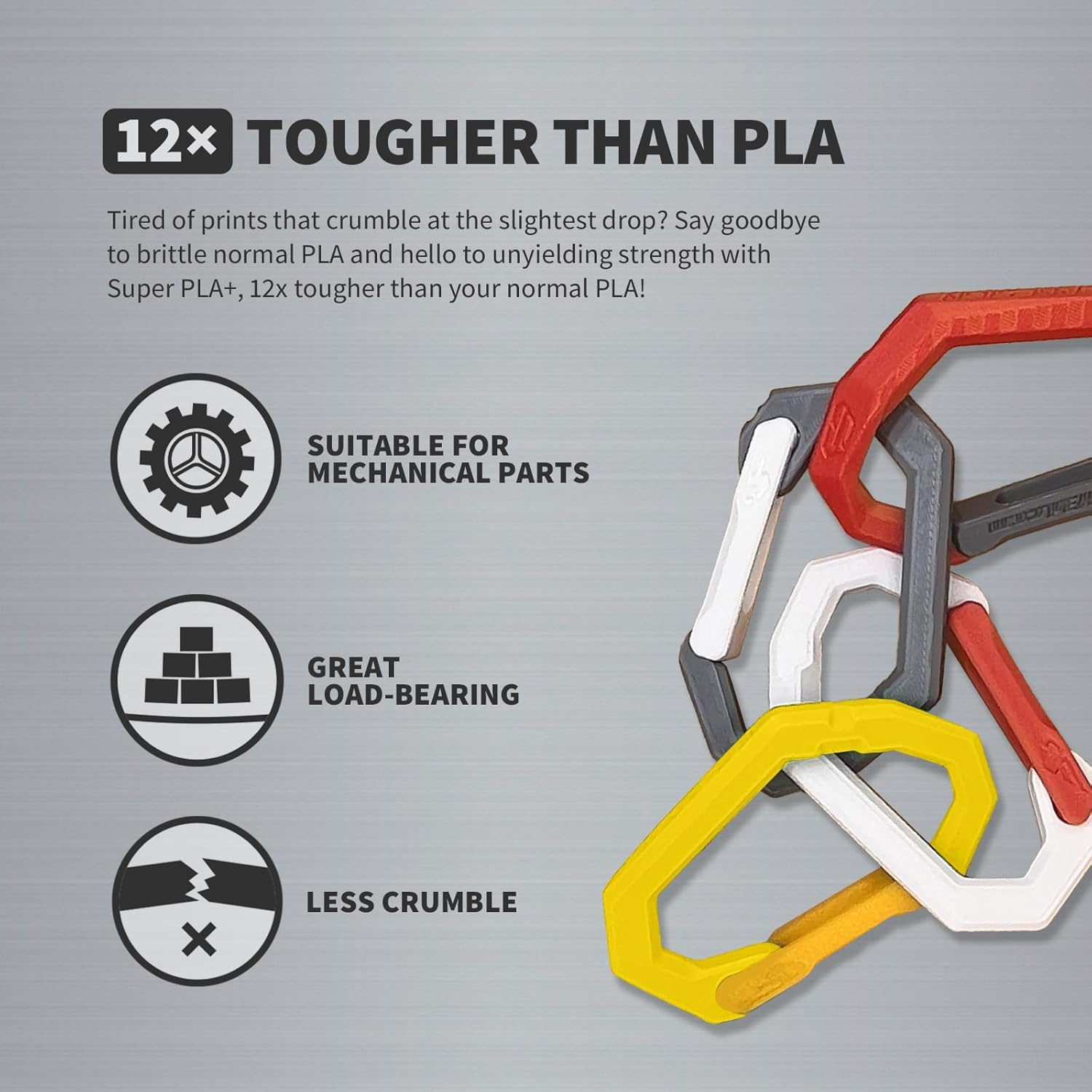 OVERTURE Super PLA+ Filament 1.75Mm, Enhanced Toughness PLA Plus, High Impact Resistance, Heat-Resistant, 1Kg (2.2Lbs) Cardboard Spool, High Precision +/- 0.02Mm (Yellow) - Green image number 3