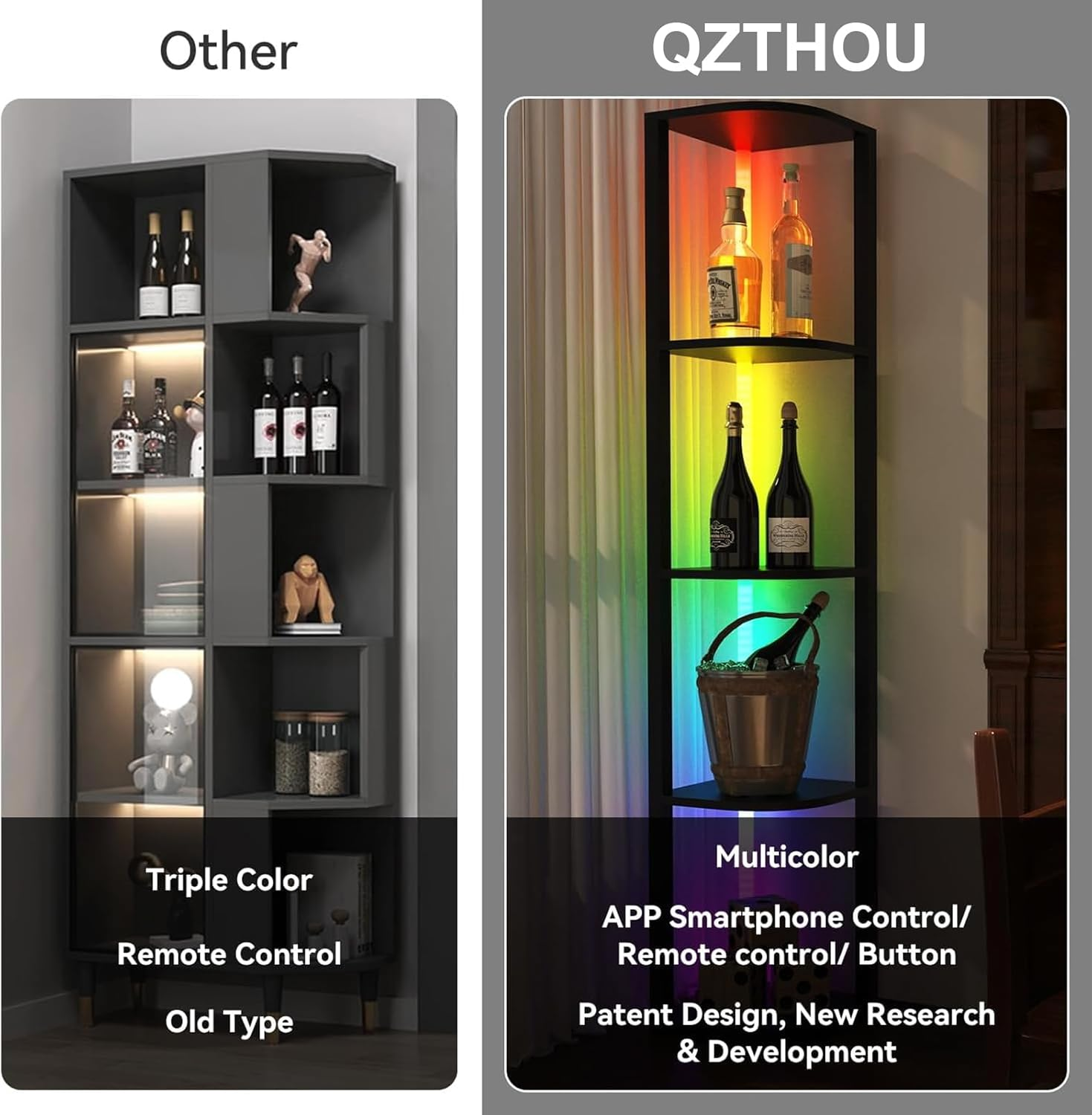 Corner Floor Lamp with 5-Tier Display Shelves, 162Cm LED Floor Lamp RGB Dimmable Colour Changing with APP, Standing Mood Lighting for Living Room, Gaming Room image number 1