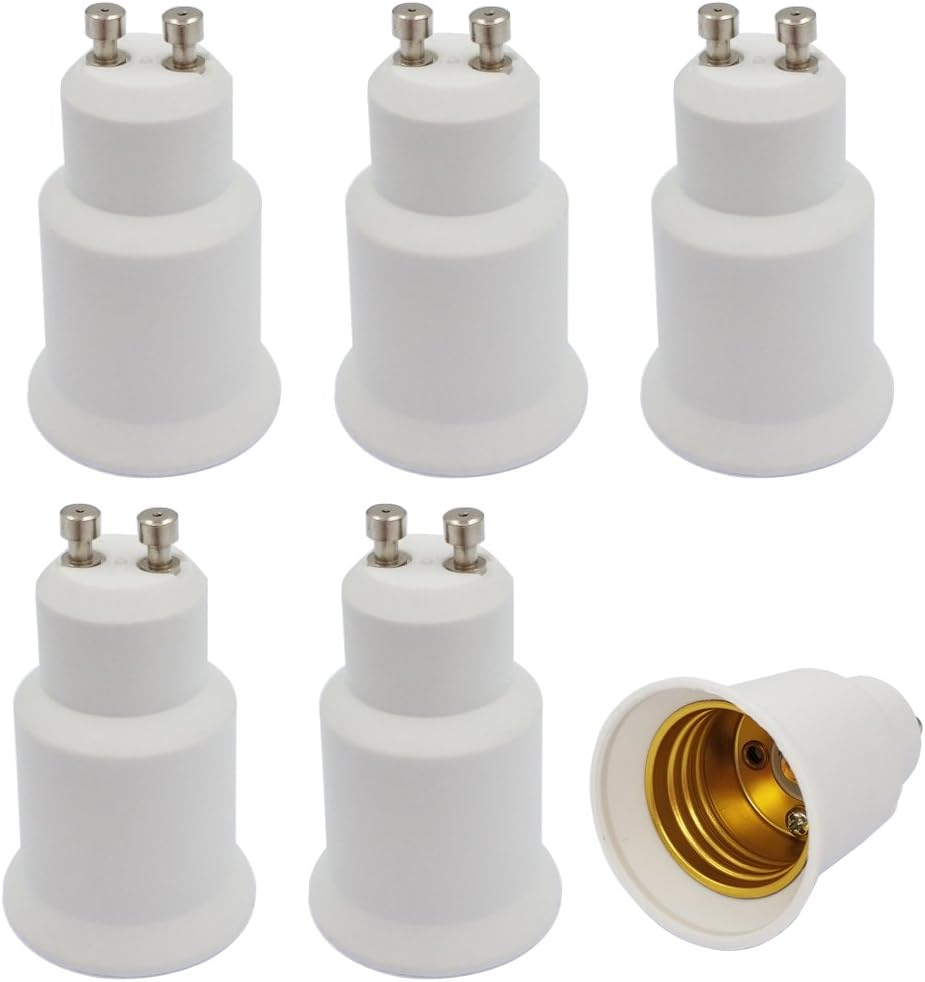 E-Simpo&reg; 6-Pack GU10 to E26/E27 Adapter, Lamp Base Converter, Holder Adapter - Install E26/E27 Lamps into GU10 Socket image number 1
