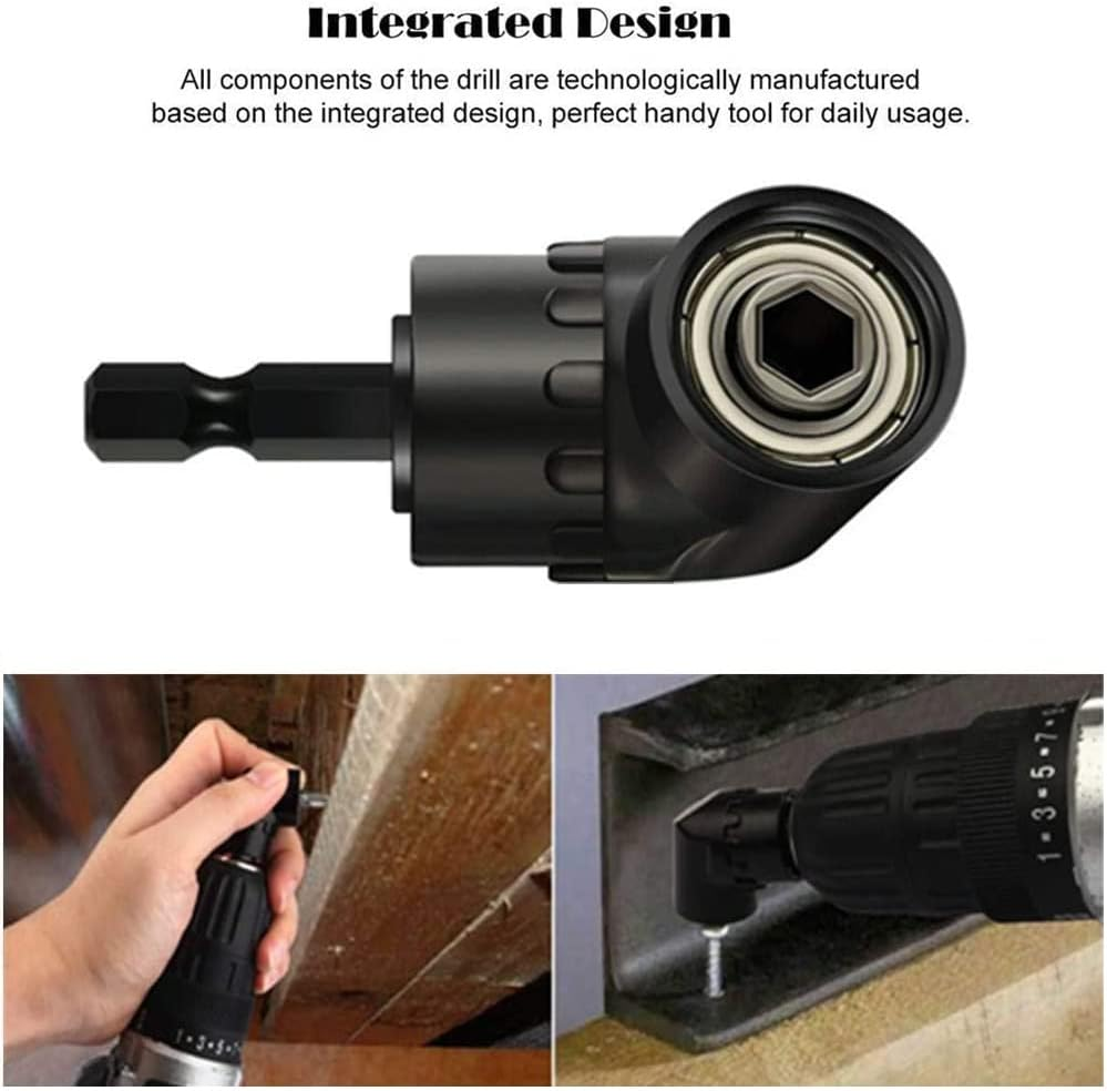 4 Piece Power Drill Sockets Adapter Set, 1/4" Hex Shank to 1/4" 3/8" 1/2" Impact Driver Socket Adapters Extension Set + 105 Degree Right Angle Screwdriver Set Drill Hex Bit Socket Adapter image number 2