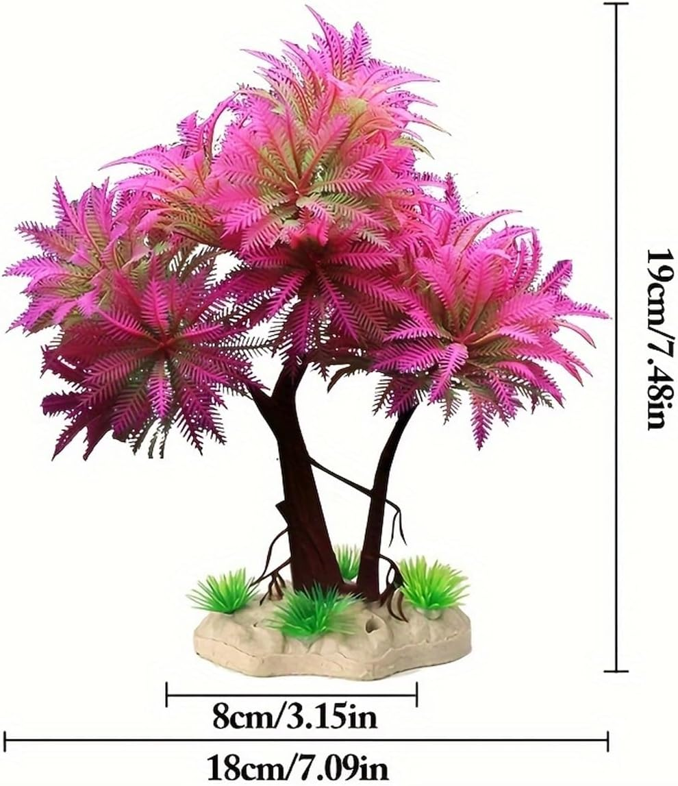 AIMALL Vibrant Aquarium Decor: Fish Tank Simulation Water Plants, Durable Plastic Bonsai Ornaments, Easy Setup, Ideal for Aquascaping, Non-Fading &ndash; 7.48 Inches Tall image number 2