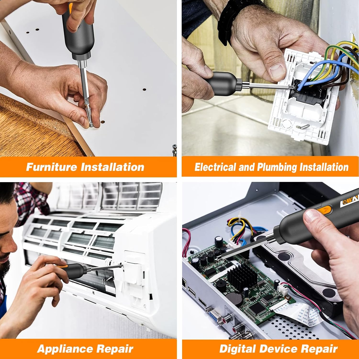 Cordless Electric Screwdriver, 3.6V Rechargeable Mini Power Screwdriver with 14 Pcs Accessories, USB Charging, 3Nm Screw Gun, Mini Carrying Screwdriver Set image number 4