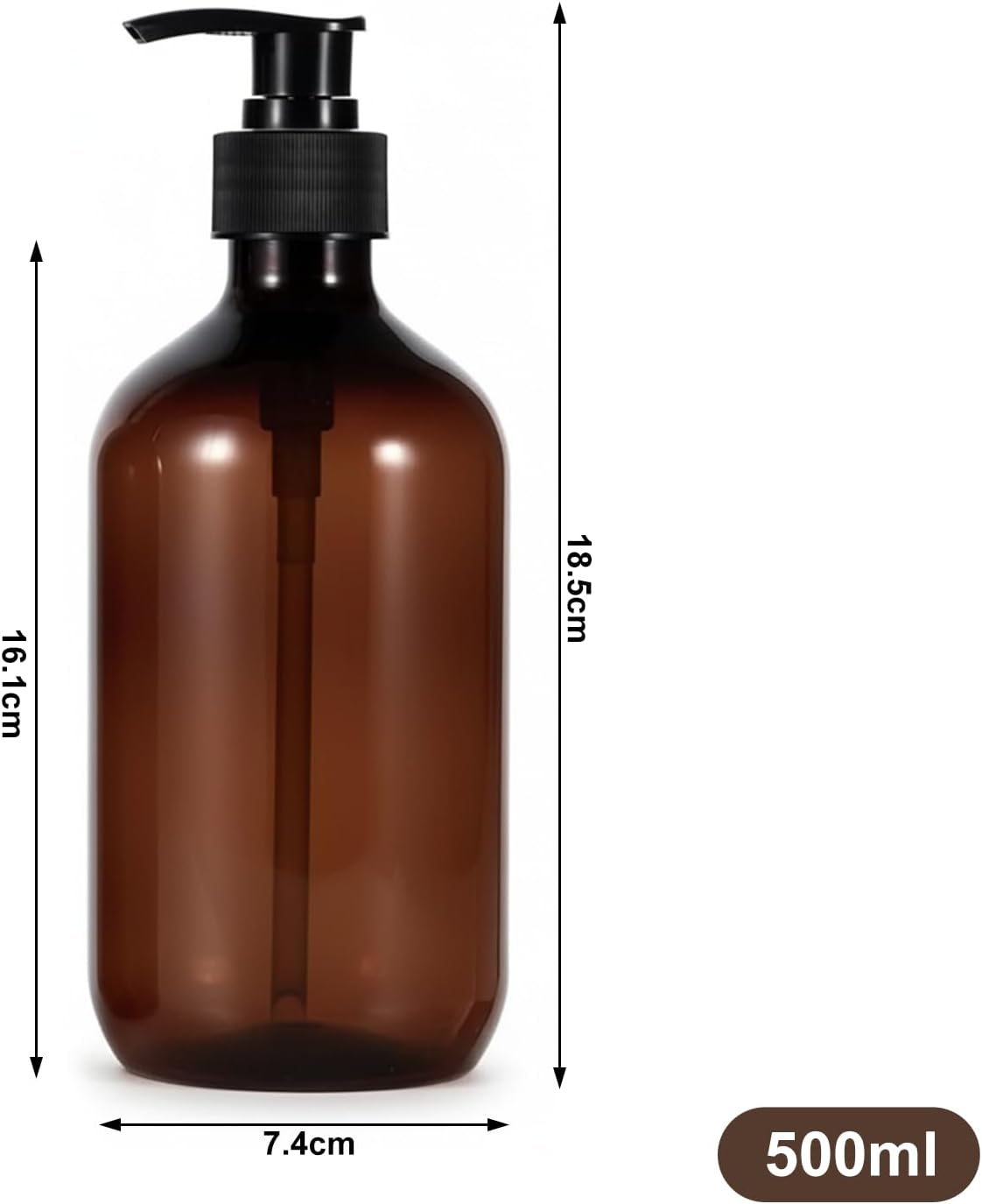 Brown Plastic Pump Bottle for Shampoo and Soap Dispenser, Refillable and Reusable 17Oz/500Ml 2 Pack - Abvian image number 3
