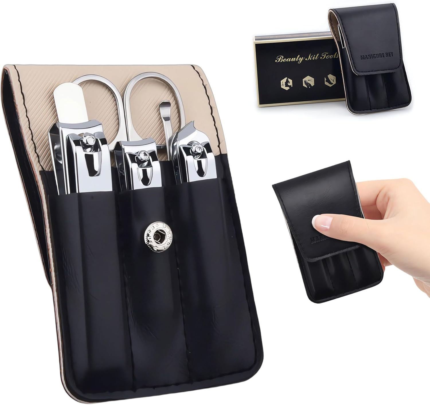 Nail Clipper Set, 6 Pcs Toenail Clippers, Stainless Steel Fingernail Clipper, and PU Leather Manicure Set, Purse Essentials Travel Nail Kit Gift Ideas image number 1