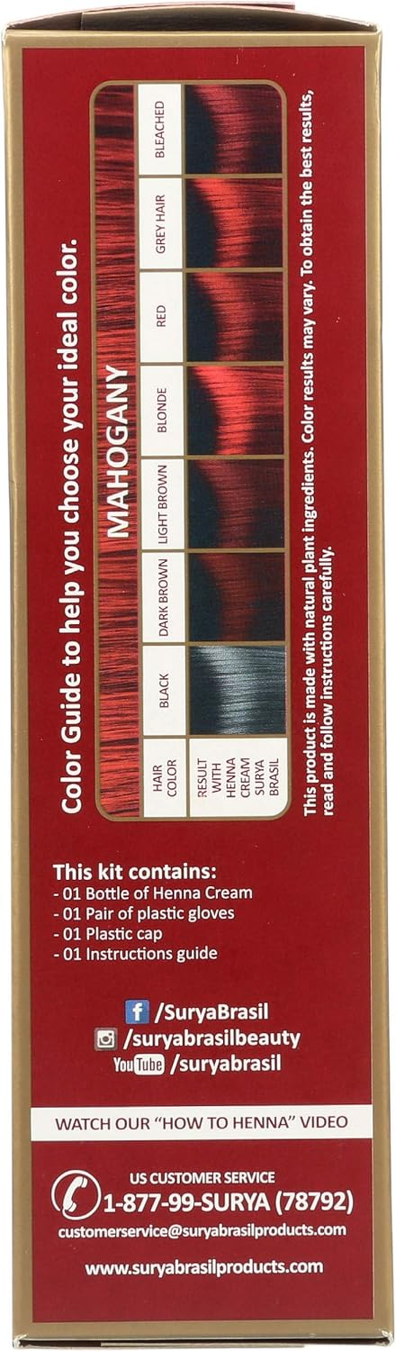 Surya Brasil - Henna Cream Hair Coloring with Organic Extracts Mahogany - 2.31 Oz.