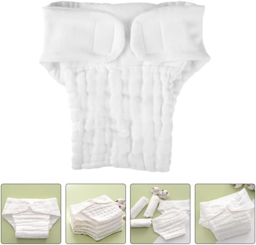 5Pcs Washable Cloth Diapers Inserts - Newborns Reusable Cotton Nappies Soft and Breathable for White Nappy Liners 9-15 Months image number 4