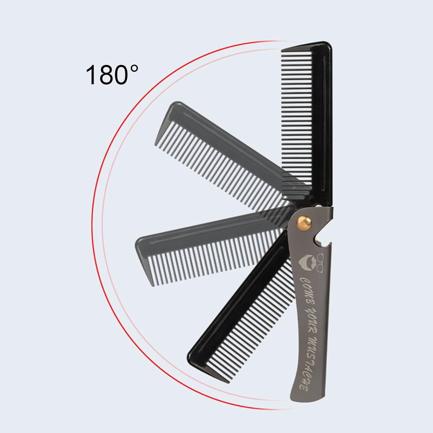 Ziyonix Portable Moustache Comb, Folding Beard Comb, Pocket Beard Comb, Foldable Comb Hairdressing Tool for Men with Handle for Men, Salon, Home Styling image number 2