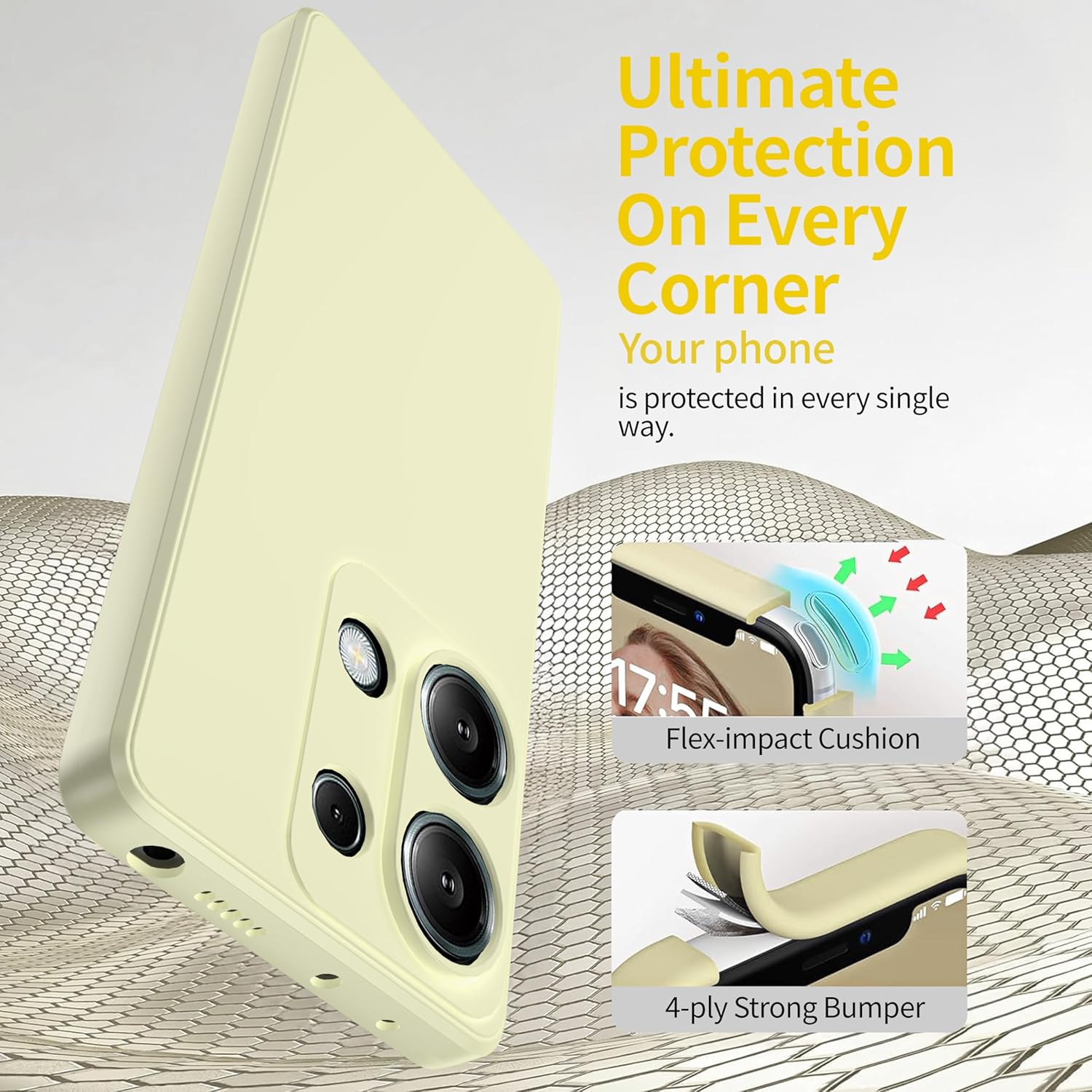 Watana Redmi Note 13 Pro 4G Case, Soft Touch Silicone Mobile Phone Case, Shockproof, Dustproof, Non-Slip Full Body Armour with Microfibre Lining for Redmi Note 13 Pro 4G, White image number 4