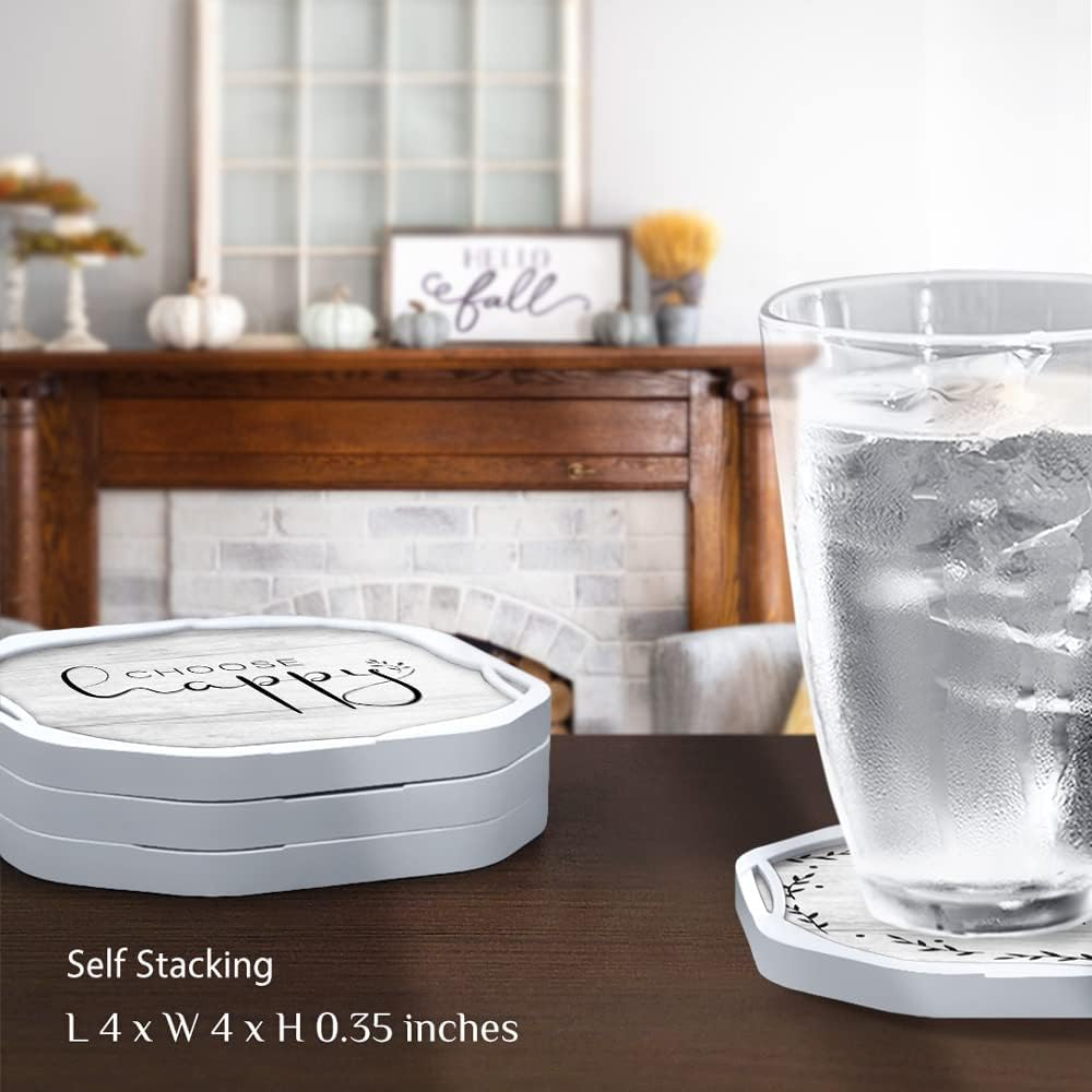 UMIRRO Absorbent Drink Coasters, Housewarming Gifts for New House, Sweet Home Decor, Rustic Farmhouse Coffee Table Centerpiece, Small Ideas for Women Mom Her Men Dad Him, 4", Set of 4 image number 5