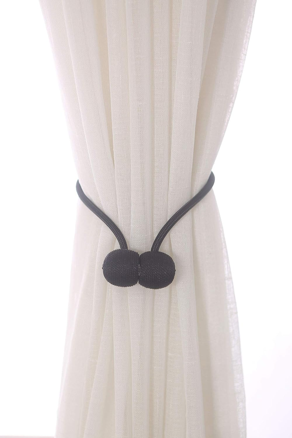 Eastfreyr Magnetic Curtain Tiebacks, Decorative Curtain Clips Rope Holdbacks Tie Backs for Home Office Window Decoration, No Drilling and Holes Required (Black 2 Pack) image number 2