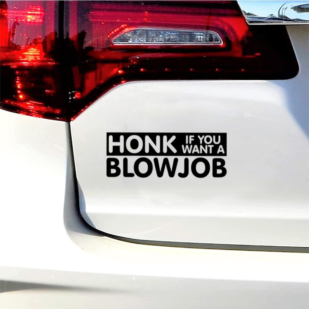 XTRAYXRAY Honk If You Want a Blowjob Sticker Decal Funny Window Bumper Decal Sticker Suitable for Cars, Trucks (Black)